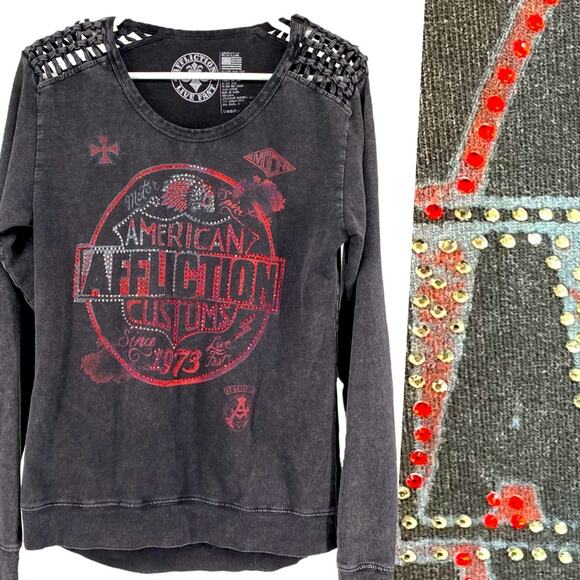 Affliction Sweatshirt Black Red Distressed
American Customs Skull Gemstone M - Picture 1 of 4
